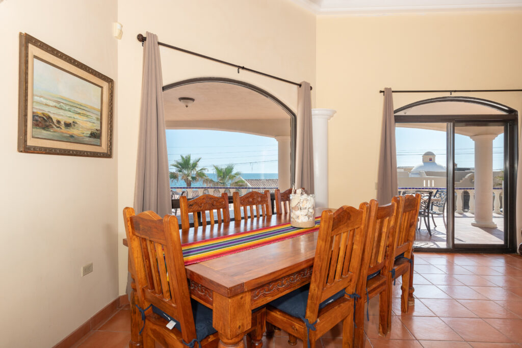 open dining area with boveda ceiling in ocean-view fractional home Las Conchas Rocky Point
